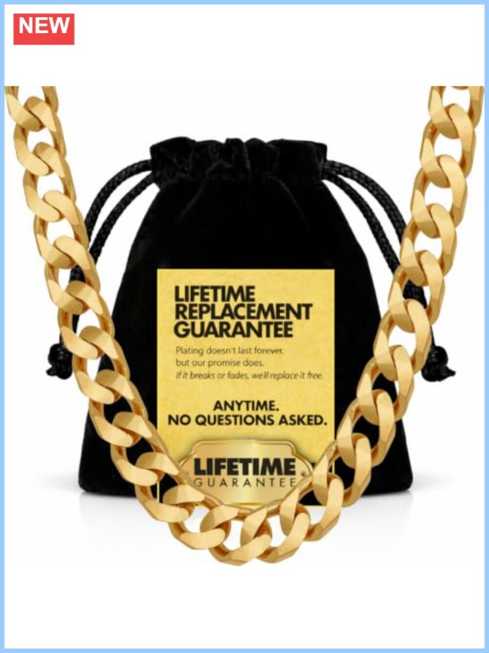 8mm Cuban Curb Link Chain Necklace 24k Gold Plated 24 Inch
